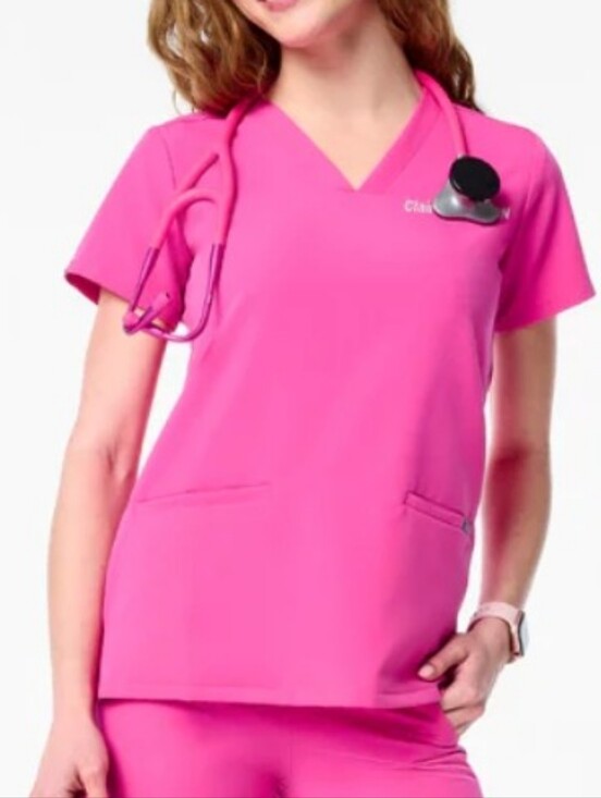 Figs Tops - FIGS Scrubs Casma Three Pocket Top Women's XL Rapid Response Pink